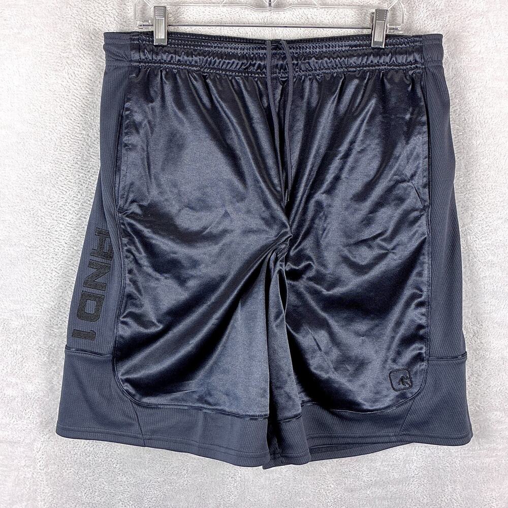VTG AND1 Dazzle Shorts Mens L Gray Basketball Shiny Silky Mesh Gym Y2K 90s